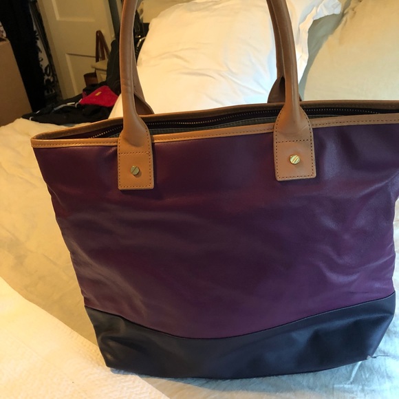 Tory Burch Jaden Leather Color Block Tote - Picture 2 of 3